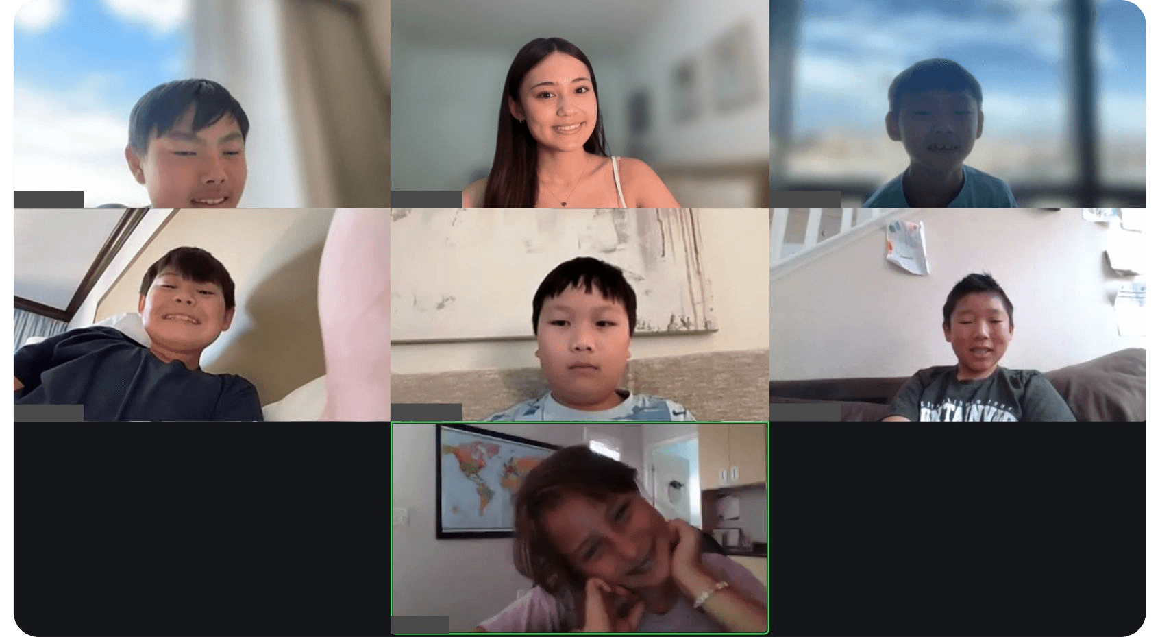 Junior Speakers students in an online public speaking class on Zoom