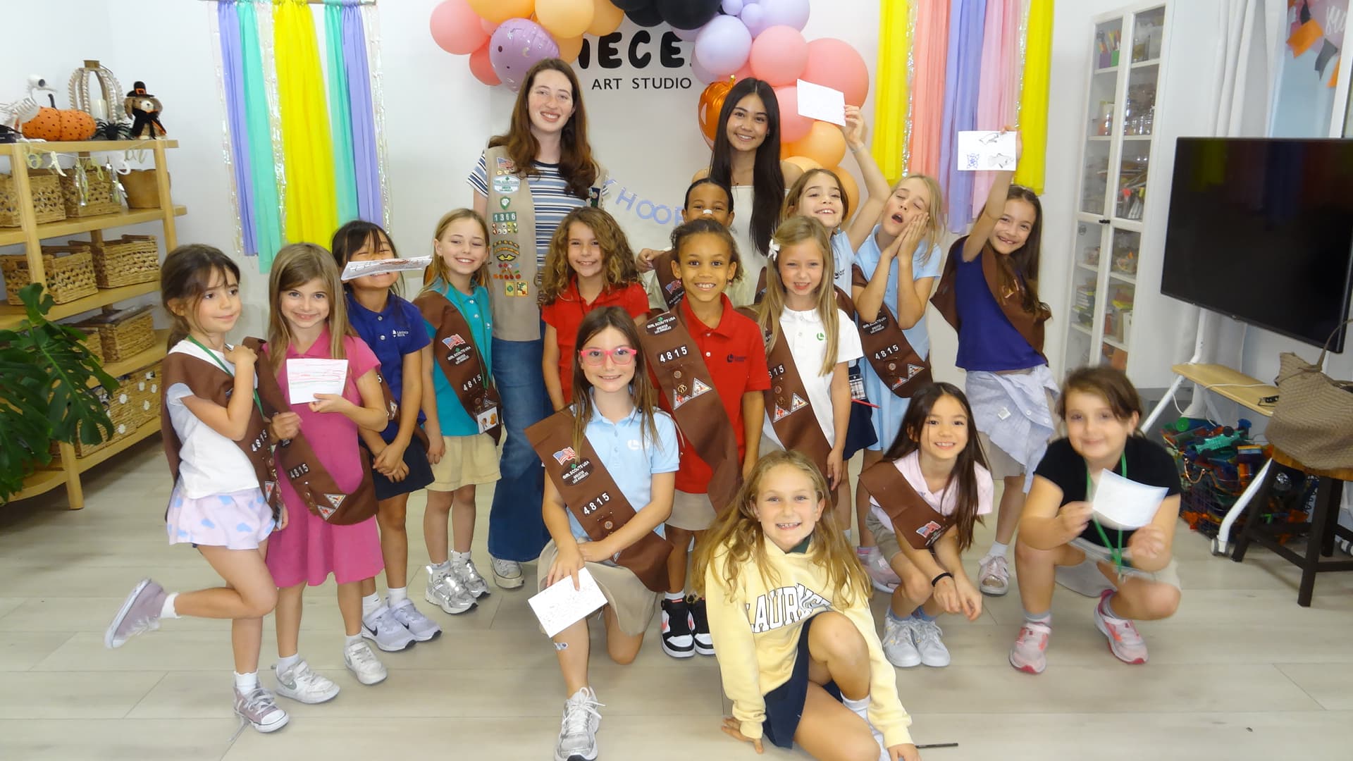 A Girl Scout troop after a Junior Speakers workshop